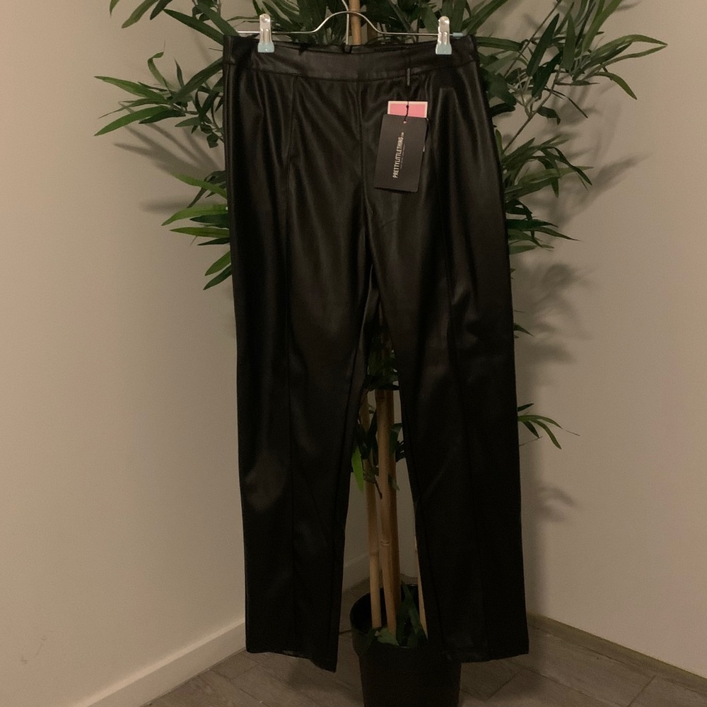 PrettyLittleThing Leather Straight Leg Pant